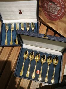 Two Beautiful Vintage-Style 18K Gold Plated Cutlery Sets