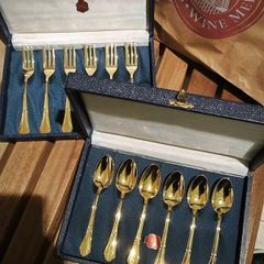 Two Beautiful Vintage-Style 18K Gold Plated Cutlery Sets
