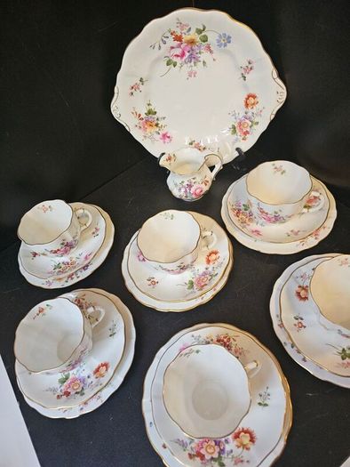 Vintage Royal Crown Derby China "Derby Posies" Bone China Tea Set