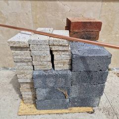 Bricks granite , yellow , blocks , cement , osb