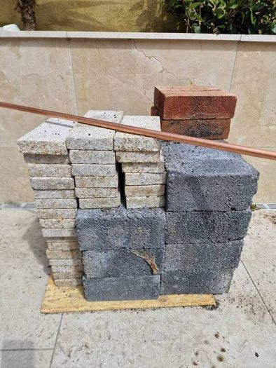 Bricks granite , yellow , blocks , cement , osb