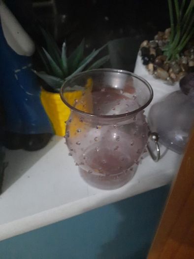 small pink glass decorative jar