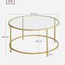Living Room Coffee Table Living Room Glass AER Frame Round Coffee Table Gold Image 6