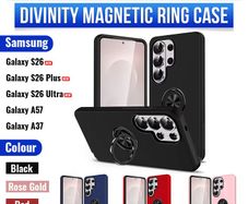 Ring Case for Samsung Galaxy S26, S26 Plus, S26 Ultra, A37, and Samsung A57 Compatible with MagSafe, Matte Shockproof Phone Cover with Stand & Ring Holder