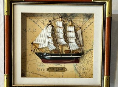 Cutty Sark 1869 Framed 3D Ship Diorama - Nautical Decor