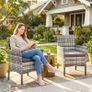 Set of 2 Rattan Garden Chairs with Cushions Image 3