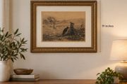 Vintage Pastoral Lithograph Ornate Gold Frame