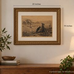 Vintage Pastoral Lithograph Ornate Gold Frame