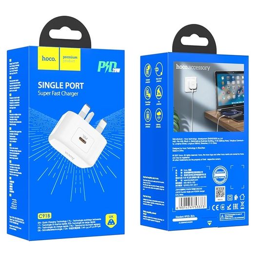 Hoco C91B Type-C 20W PD Power Adapter White
