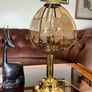 Mid Century Chic Brass Stylised Lamp with Smokey Glass Shade 1970s Image 5