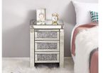 Bedside Cabinet Glass MDF Bedside Table with Crystal Bedside Cabinet 3 Drawers 42 x 32 x 60 cm for Bedroom Living Room