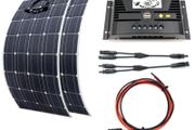 200W Lightweight, flexible Solar panel Kit suitable for campervans and boats with curved roof.