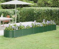 Garden Raised Bed Galvanised Steel 368x80x36 cm Green