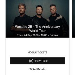 Westlife ticket Thurs 24 September