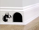 Banksy skirting board wall art bedroom living room lounge wall decal (Black, 20cm)