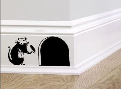 Banksy skirting board wall art bedroom living room lounge wall decal (Black, 20cm)