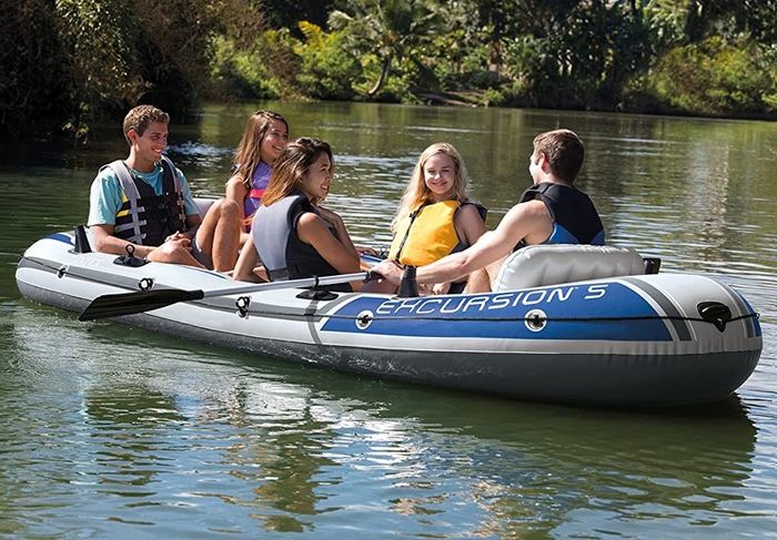 5 Man Excursion Inflatable Boat Set with Aluminium Oars and Pump