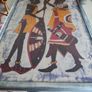 Large Kenyan Batik Wall Art ON BOARD. Image 2