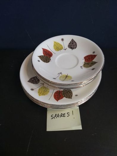 Fabulous Set of Six Mid Century Modern Alfred Meakin Teaset Trios "Gay Fantasy" Pattern from the 1950's