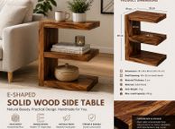 main image for ad Solid Wood E-Shaped Side Table  Handmade Storage &amp; Display Unit