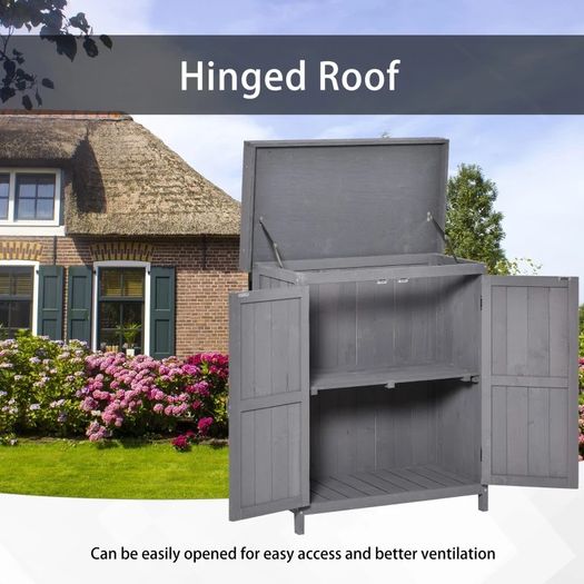Outdoor Garden Storage Shed Tool Wooden Box Double Doors (FREE SHIPPING)