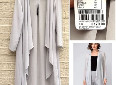 Joseph ribkoff sheer floaty coat jacket chic silver frost grey wedding