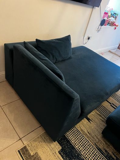 Fabric sofa and pouffe