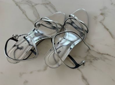 Zara Silver Wedges Size 5