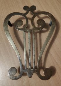 Antique Lyre shaped Brass Trivet