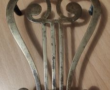 Antique Lyre shaped Brass Trivet