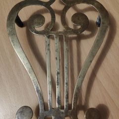 Antique Lyre shaped Brass Trivet