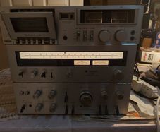 Technics FM-AM Stereo Tuner Model ST-3200, Technics Model No. RS-M205, Technics Stereo integrated Amplifier Model SU-3200, 3 parts of a Technics Music System, No phonograph or Speakers