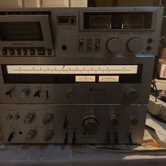 Technics FM-AM Stereo Tuner Model ST-3200, Technics Model No. RS-M205, Technics Stereo integrated Amplifier Model SU-3200, 3 parts of a Technics Music System, No phonograph or Speakers