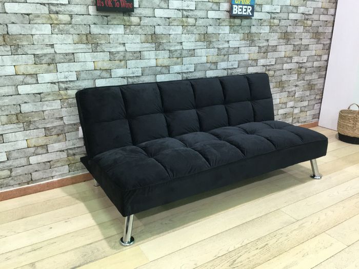 Black velvet Folding 3 Seater Sofa 180cm