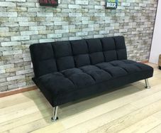 Black velvet Folding 3 Seater Sofa 180cm