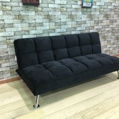 Black velvet Folding 3 Seater Sofa free delivery
