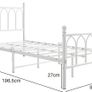 Single Metal Bed Frame 90 x x190 cm with Headboard and Footboard Heavy Duty Foundation,Metal Slat Support, White Image 5