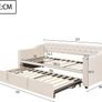 Velvet Sofa Bed 90 x 190 cm with Pull-Out Bed, USB-C Connection, LED Lighting & Storage Space - Modern Day Bed for Living Room, Guest Room & Teenagers Room Beige3 Image 2