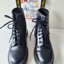 Dr Doc Martens logo brand print 1460 8 hole black yellow boots UK 6 EU 39 US 8 Image 2