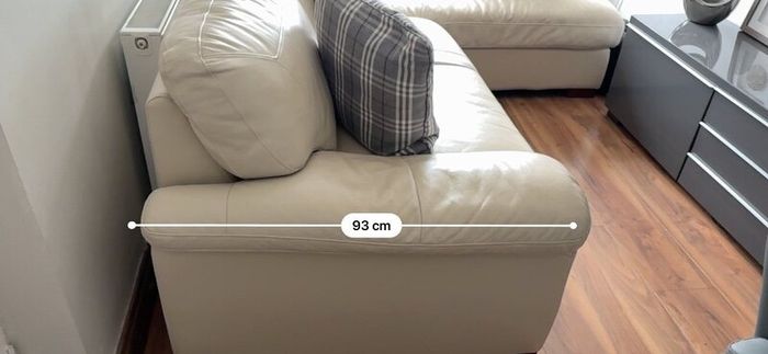 Cream leather left hand corner Sofa