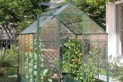Garden Walk-in Polycarbonate Greenhouse with Raised Garden Bed, Temperature Controlled Window, Aluminium Frame &amp; Foundation, 6 x 8ft
