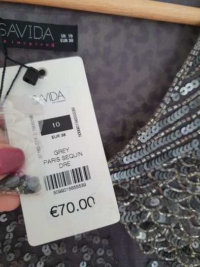SAVIDA grey paris sequins Sz 10 - Bnwt Rrp 70 euro