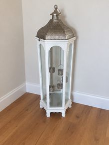 Large white and silver metal lantern