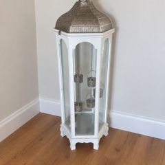 Large white and silver metal lantern