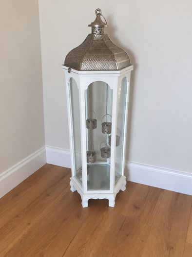 Large white and silver metal lantern