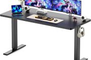 140 x 60 cm Standing Desk Electric Height Adjustable with 2 Hooks Computer 4 Memory Heights and Splice Board Ergonomic Sit Stand Table for Home Office Black