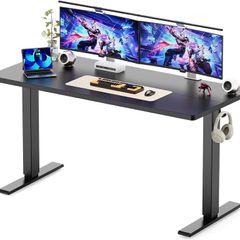 140 x 60 cm Standing Desk Electric Height Adjustable with 2 Hooks Computer 4 Memory Heights and Splice Board Ergonomic Sit Stand Table for Home Office Black
