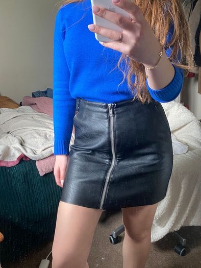 Leather warehouse skirt