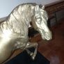 Vintage Metal Large Horse Figurine on Stone Base Image 3