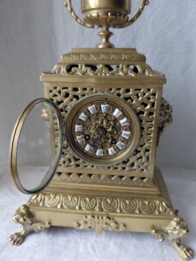 Ornate Antique Mantel Clock Solid Brass circa 1900s Working Beautiful solid